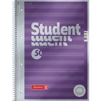 BRUNNEN Student Premium Notitieboek A4 Gelinieerd Spiraal gebonden Karton Violet Geperforeerd 100 Pagina's 50 Vellen