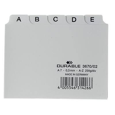 DURABLE 3670-02 Alfabetische tabbladindex Wit A7 Plastic 10,5 x 7,4 cm 25 Stuks