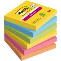 Post-it Super Sticky Notes 76 x 76 mm Carnival Kleurenassortiment 90 Vellen Voordeelpak 4 blokken + 2 GRATIS