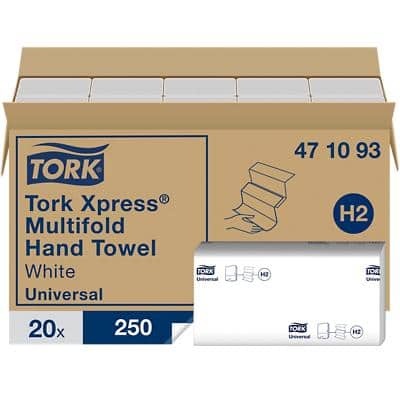 Tork Xpress Multifold Universal Handdoek H2 Wit 1-laags 471093 Pak van 20 x 250 vellen