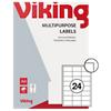 Viking Multifunctionele etiketten 4064382 Zelfklevend Wit 64,6 x 33,8 mm 100 Vellen à 24 Etiketten