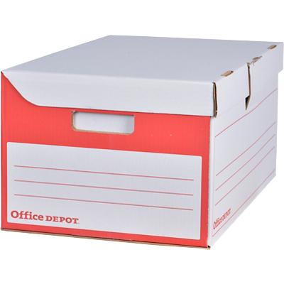 Office Depot Archiefdozen Rood, wit 100% gerecycleerd karton 54,5 x 35,4 x 25,5 cm 10 stuks