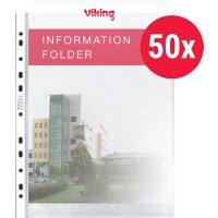 Viking Showtassen Recycled A4 Glashelder Transparant 80 micron PP (Polypropeen) Boven 11 Gaten 50 Stuks