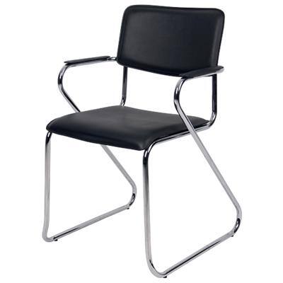 Realspace® Bezoekersstoel Moda kunstleer en staal Zwart 2 stuks