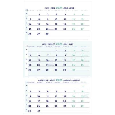 Brepols Driemaandskalender Kalender 2025 3 Maanden per pagina Duits, Frans, Engels, Nederlands 60 (B) x 0,4 (D) x 30 (H) cm Wit