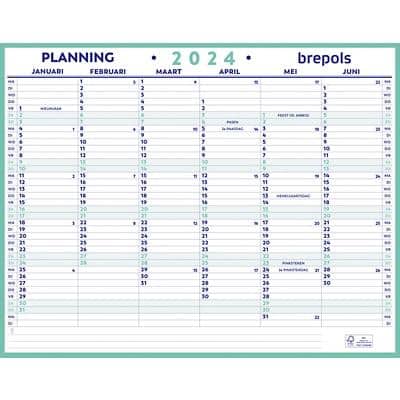 Brepols Recto Verso Jaarplanner 2025 6 Maanden per pagina Nederlands 33 (B) x 0,3 (D) x 42 (H) cm Wit