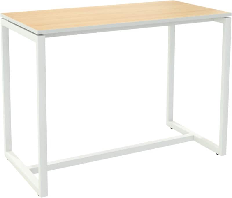meet powered by PAPERFLOW Rechthoekige Hoge Tafel met Beukenkleurig Melamine Top en Wit Frame easyDesk 1500 x 750 x 1100mm