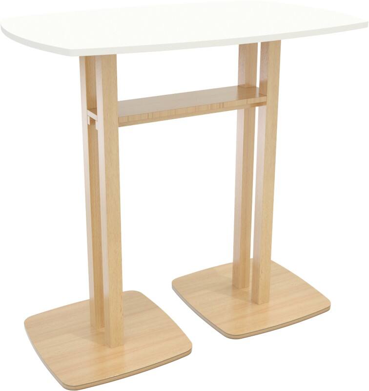 meet powered by PAPERFLOW Rechthoekige hoge tafel met wit MDF-fineerblad en beukenhouten frame Houtig 1140 x 750 x 1100mm