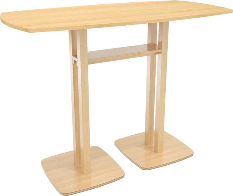 meet powered by PAPERFLOW Rechthoekige Hoge Tafel met beukenkleurige MDF Fineer Top En Beukenkleurig Frame Woody 1500 x 750 x 1100 mm