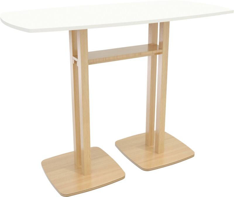 meet powered by PAPERFLOW Rechthoekige hoge tafel met wit MDF-fineerblad en beukenhouten frame Houtig 1500 x 750 x 1100mm