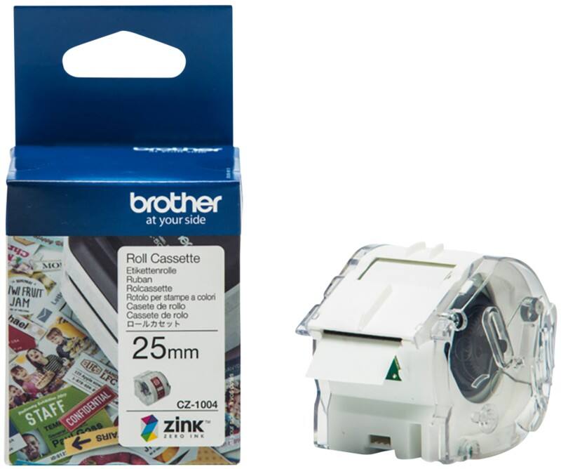 Brother CZ-1004 Authentiek Labeltape Cassette Zelfklevend Wit 25 mm x 5m