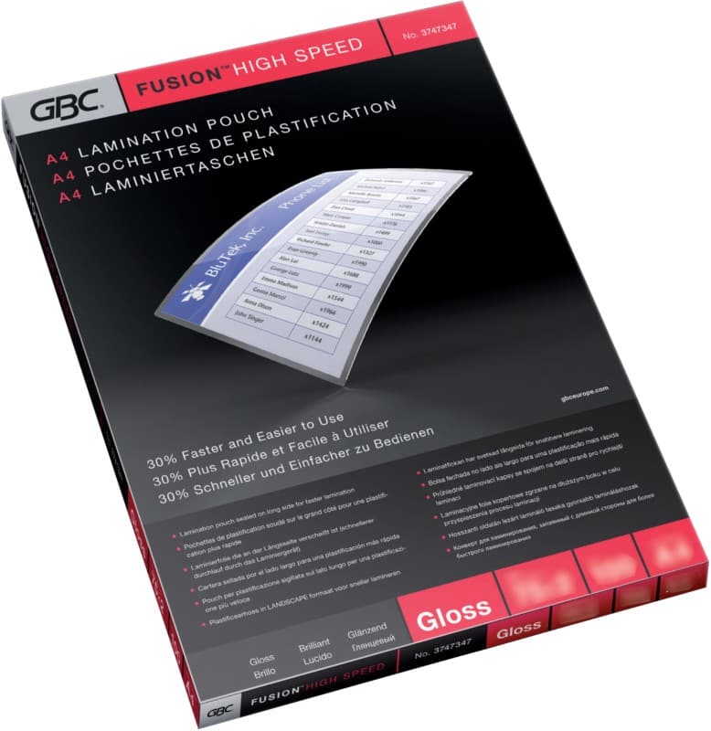 GBC HighSpeed Lamineerhoezen A4 Glanzend 125 micron (2 x 125) Transparant 100 Stuks