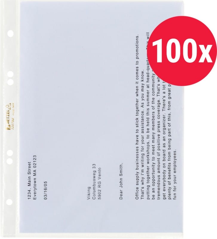 Hetzel Showtassen A5 Generfd Transparant 43 micron PP (Polypropeen) Boven 6 Gaten 220766 100 Stuks