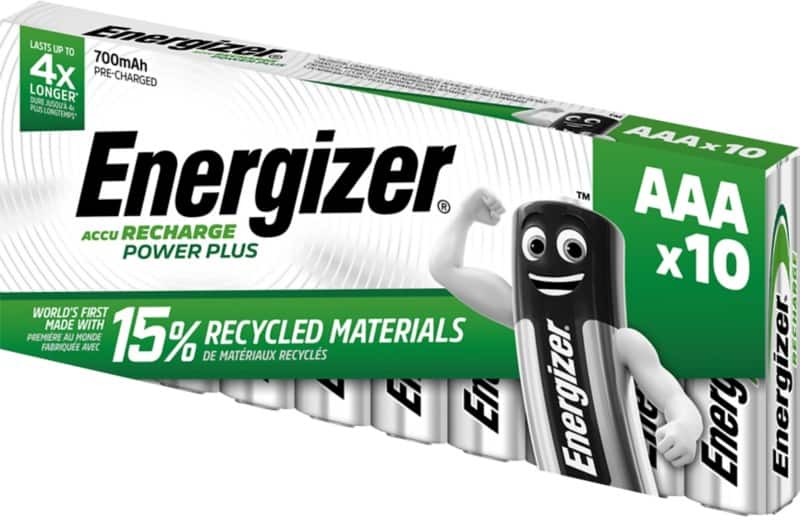 Energizer Batterij Power Plus AAA 700 mAh Nikkel-metaalhydride (NiMH) 1.2 V 10 Stuks