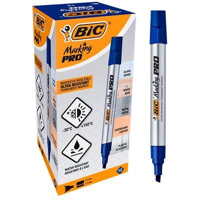 BIC Marking PRO Permanent Marker Breed BeitelPunt Blauw 12 Stuks