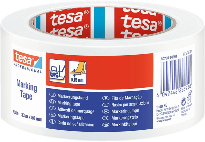 tesa Vloermarkeringstape 50 mm x 33 m Wit