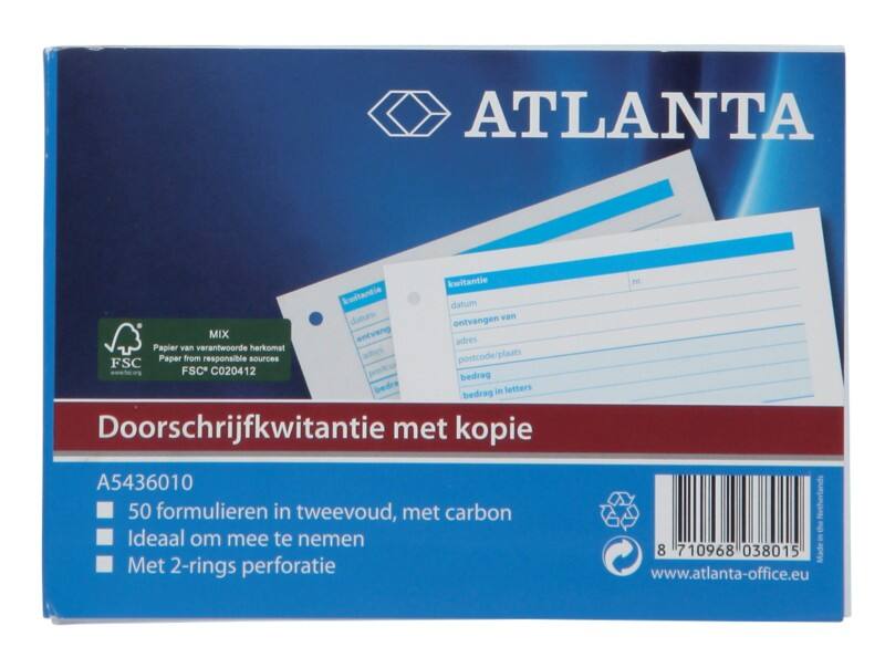 Djois Atlanta A5436-010 Rekeningenblok A6 70 g/m² 2 Stuks à 50 Vellen