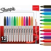 Sharpie Permanentmarker Fijn Ronde punt 1 mm Kleurenassortiment Niet navulbaar 12 Stuks