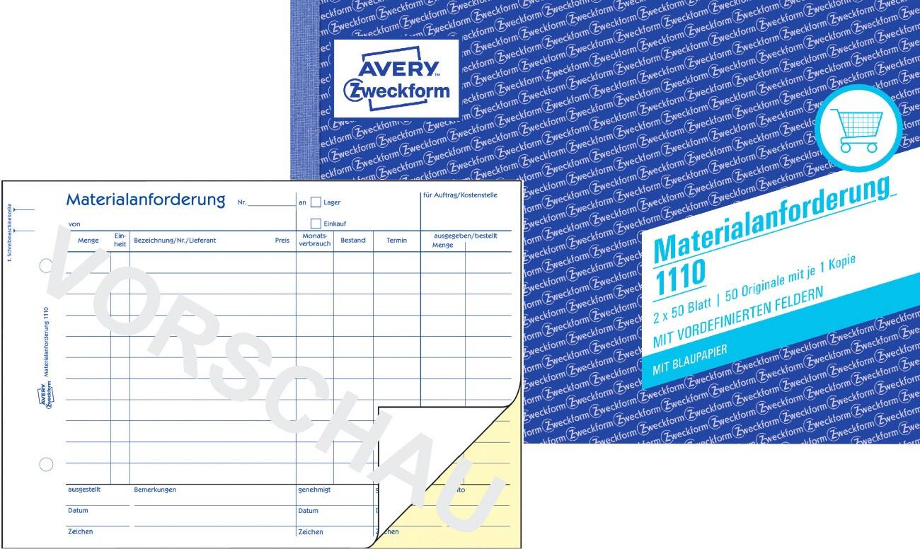 AVERY Zweckform 1110 Materiaal aanvraagformulieren Wit A5 liggend 60 g/m² 50 Vellen