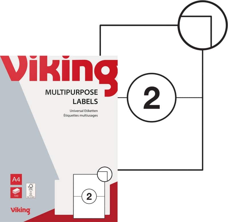 Viking Multifunctionele etiketten 1005945 Ja Speciaal Wit 210 x 148 mm 100 Vellen à 2 Etiketten