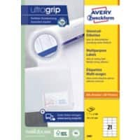 AVERY Zweckform Adresetiketten & Verzendetiketten 3481 Ultragrip Wit A4 70 x 41 mm 100 Vellen à 21 Etiketten