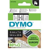 Dymo D1 S0720780 / 43613 Authentiek Labeltape Zelfklevend Zwart op wit 6 mm x 7m