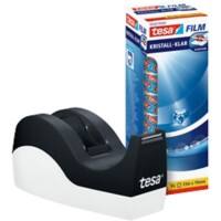 tesa Plakbandhouder tesafilm Easy Cut Orca Wit, zwart 19 mm (B) x 33 m (L) PS (Polystyreen) + 8 Rolletjes Kristal-Klar Plakband Zwart, Wit