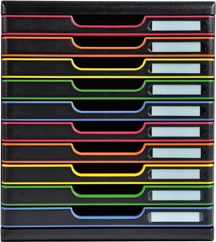 Exacompta Modulo Ladekastje PS (Polystyreen) Multikleur 10 Lades 35 x 28,8 x 32 cm