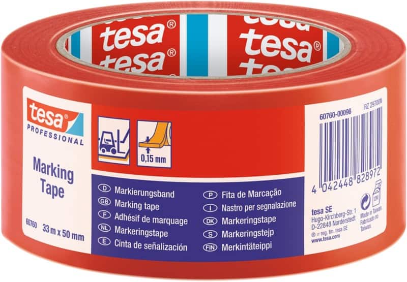 tesa Vloermarkeringstape tesa Professional Rood 50 mm (B) x 33 m (L) PVC (Polyvinylchloride) 60760