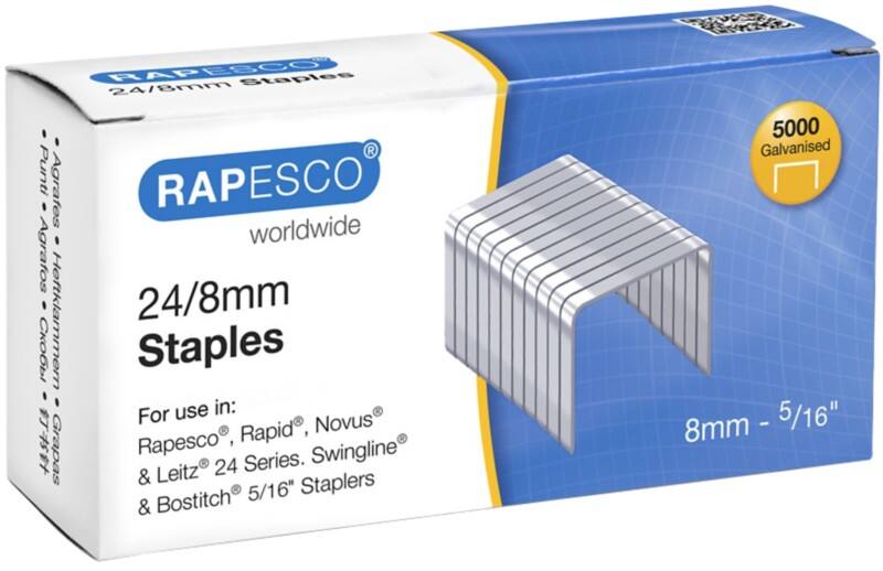 Rapesco Nietjes 24/8 S24807Z3 Gegalvaniseerd staal Zilver 5000 Nietjes