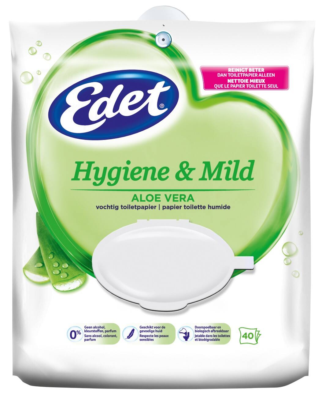 Edet Vochtig toiletpapier Aloe 40 Vellen