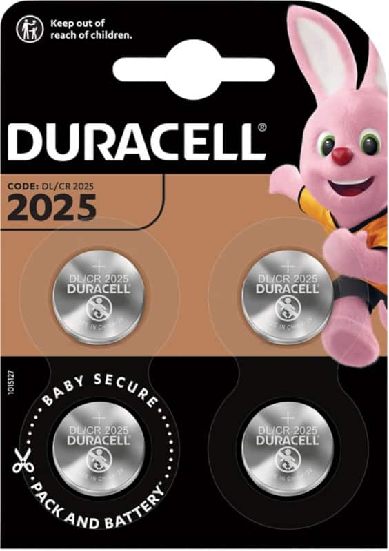 Duracell Knoopcelbatterij Speciality CR2025 165 mAh Lithium Mangaandioxide (Li-MnO2) 3 V 4 Stuks