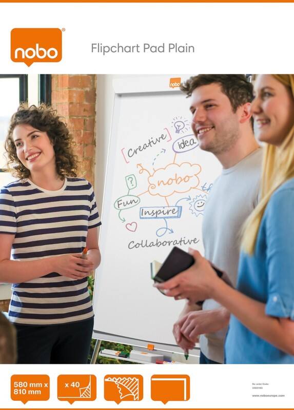 Nobo Wandmontage Blanco Flipoverblok Geperforeerd A1 60 gsm 40 Vellen