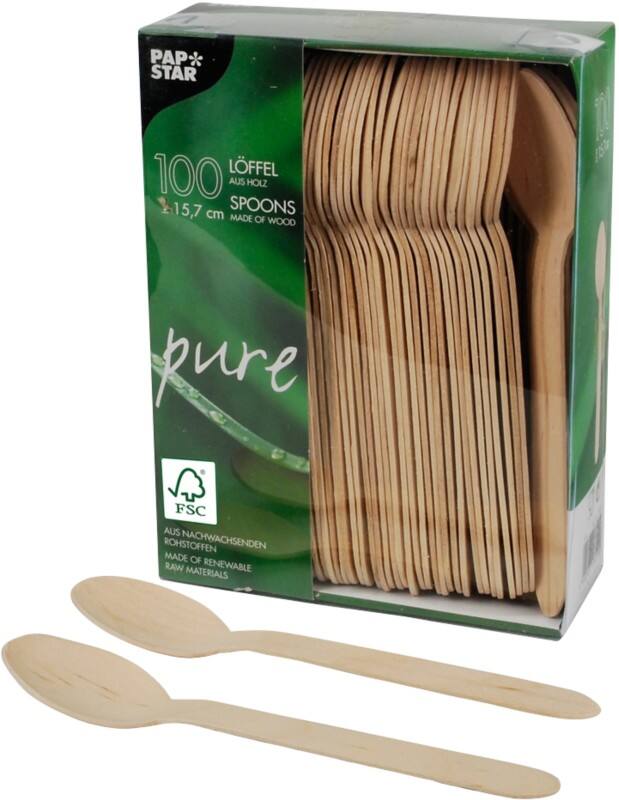 PAPSTAR Lepels Hout Bruin 100 Stuks