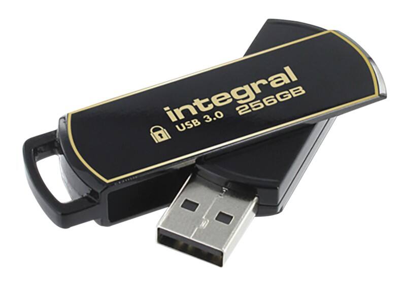 Integral Secure 360 USB-stick 256 GB Zwart, goud