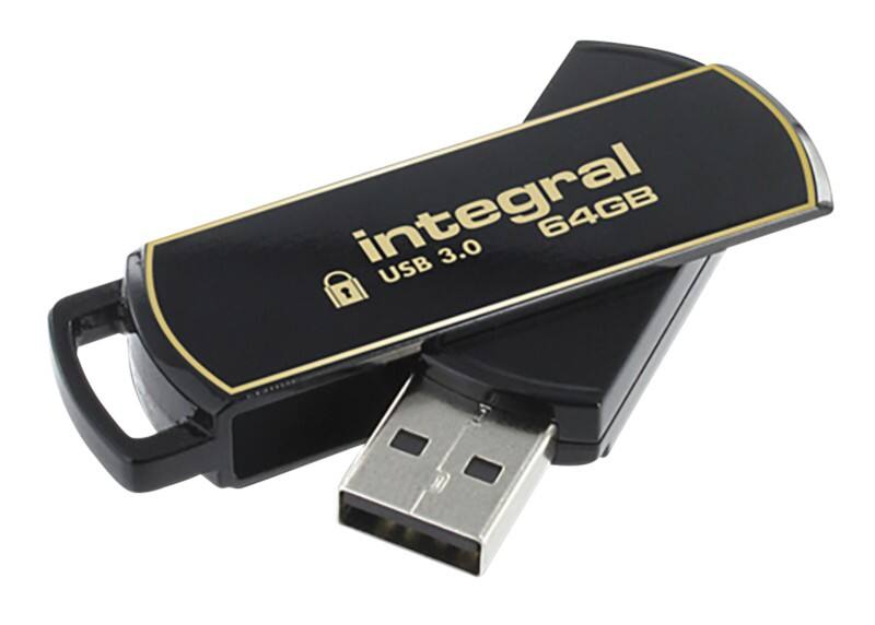 Integral Secure 360 USB-stick 64 GB USB 3.0 Zwart, goud