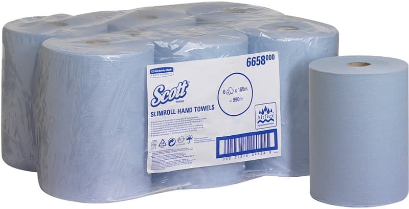 Scott Slimroll Papieren handdoeken Rol Blauw 1-laags 6658 6 Rollen à 165 m