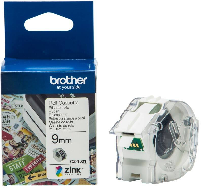 Brother CZ-1001 Authentiek Labeltape Cassette Zelfklevend Wit 9 mm x 5m