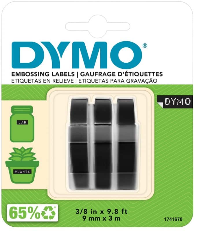 DYMO S0847730 Embossing etiketteertape S0847730 3D Wit op Zwart 9 mm x 3 m 3 Stuks