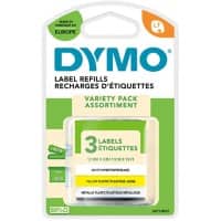 Dymo LT S0721790 / 91240 Authentiek LetraTag Labeltape Zelfklevend Geel, Silver, Wit 12 mm x 4m Pak 3 Stuks