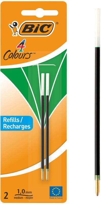 BIC 4 Colours Balpen navulling 0,4 mm 2 Stuks Groen