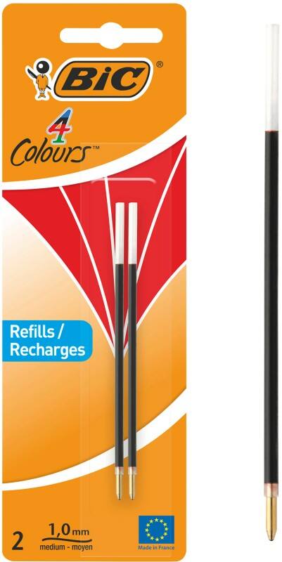 BIC 4 Colours Balpen navulling 0,4 mm 2 Stuks Rood