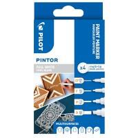 Pilot PINTOR Lakmarker Ronde punt, Beitelpunt 0.7 mm Wit 4 Stuks