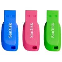 SanDisk USB 2.0 USB-stick Cruzer Blade 32 GB Blauw, groen, roze 3 stuks