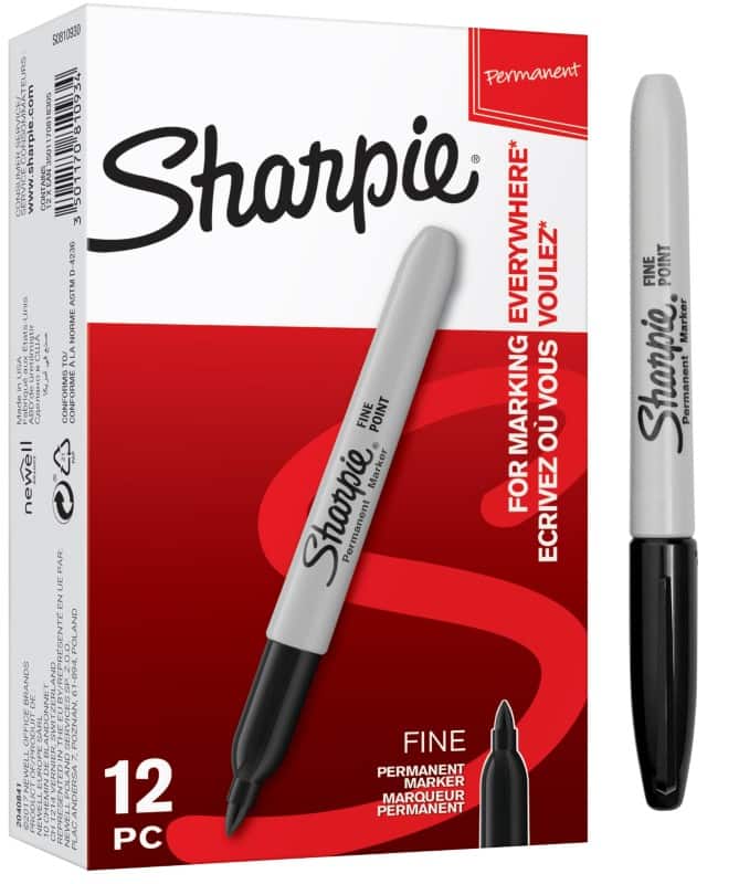 Sharpie Fine Point Permanent marker Fijn Ronde punt 1 mm Zwart  12 Stuks