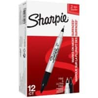 Sharpie Twin Tip Permanentmarker Fijn Ronde punt 0,5 - 1 mm Zwart 12 Stuks