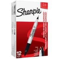 Sharpie Twin Tip Permanent marker Fijn Ronde punt 0,5-1 mm Zwart  12 Stuks