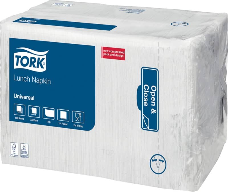 Tork Servetten 1-laags Papier Wit 33 x 33 cm 8 Stuks à 500 Vellen