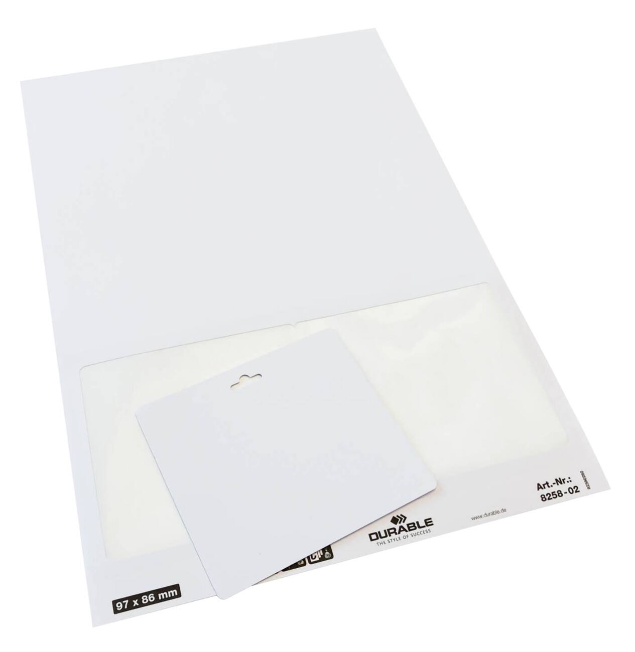 DURABLE Bezoekersbadge Wit Horizontaal 97 x 86mm, 825802 100 stuks