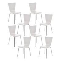 Bezoekersstoel Aaron Hout, Chroom Wit, 8 Stuks